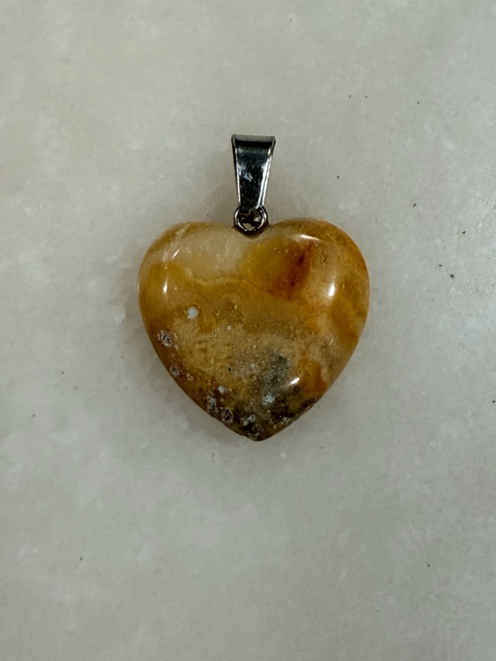 Heart-Shaped Yellow Agate Pendant